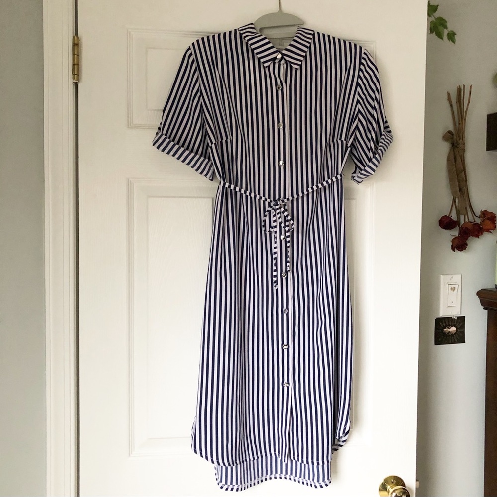 Navy & White Striped Summer Dress